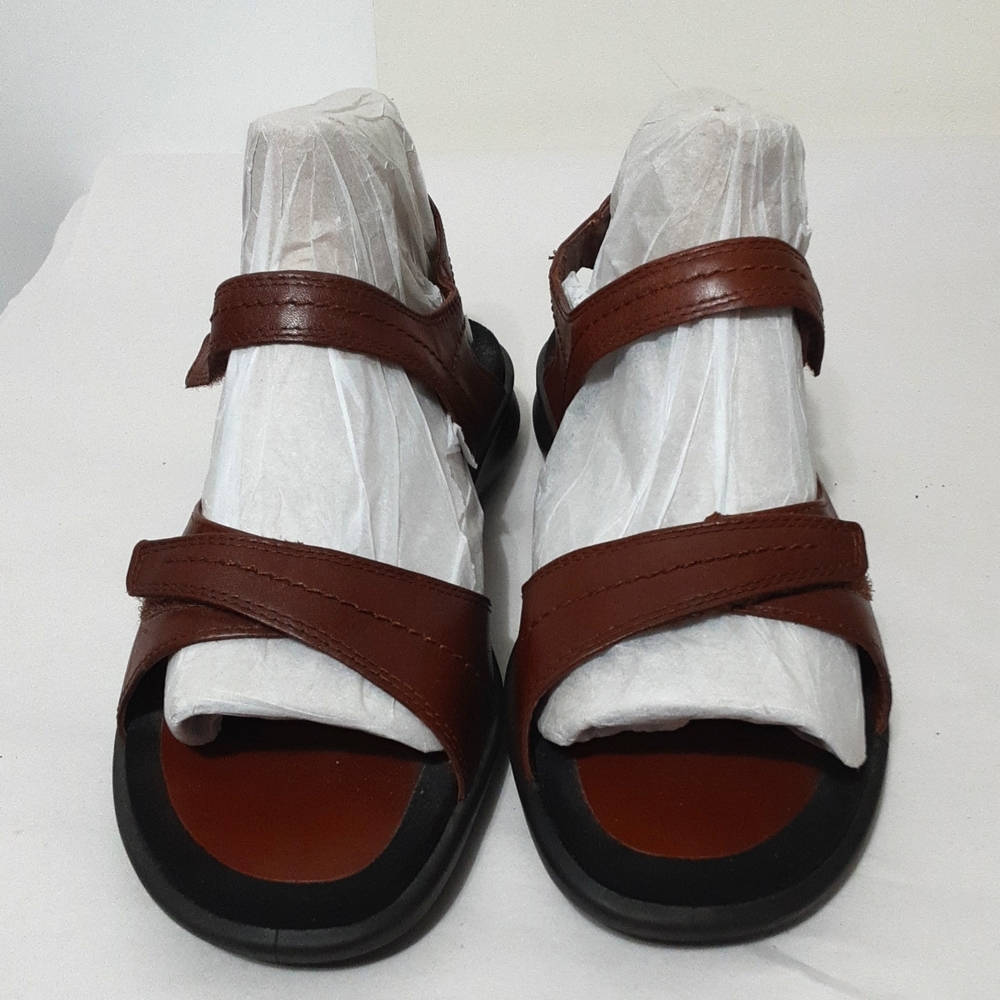 ECCO "WAVE" Brown Leather Women 40 Cross Strap Shoes